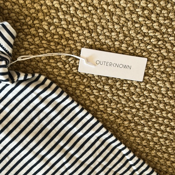 Outerknown Saltwater Slub T-Shirt Large Navy White Stripe NWT Organic Cotton - Picture 5 of 6